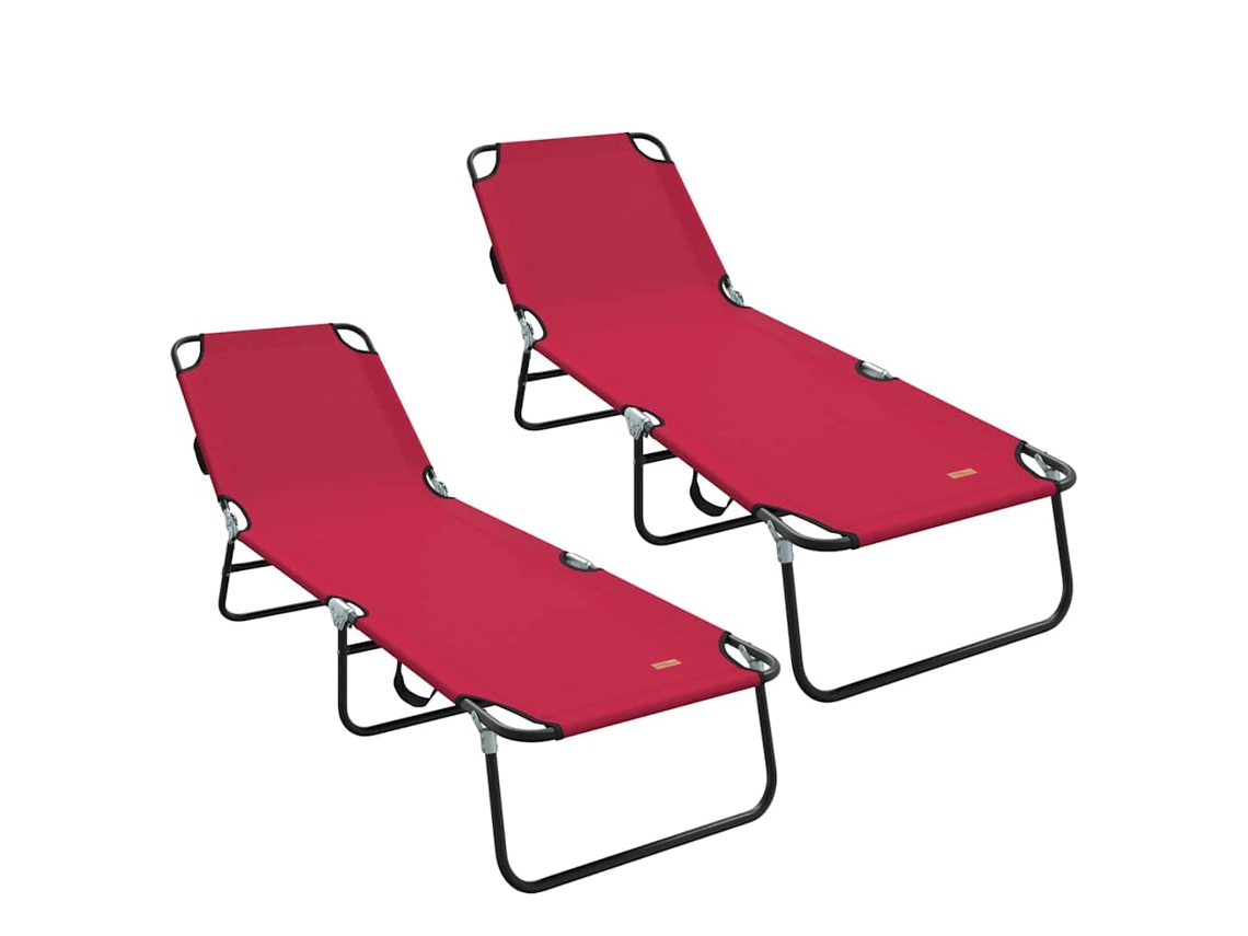 Conjunto de 2 Espreguiçadeiras Dobráveis Vermelho 188x57x86.5 cm MAISON EXCLUSIVE