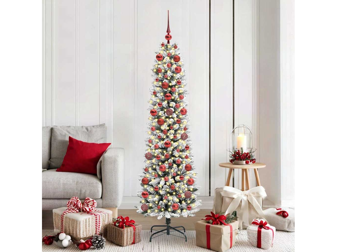 Vidaxl Árvore De Natal Artificial Branco 180 Cm Pvc, Metal E Plástico