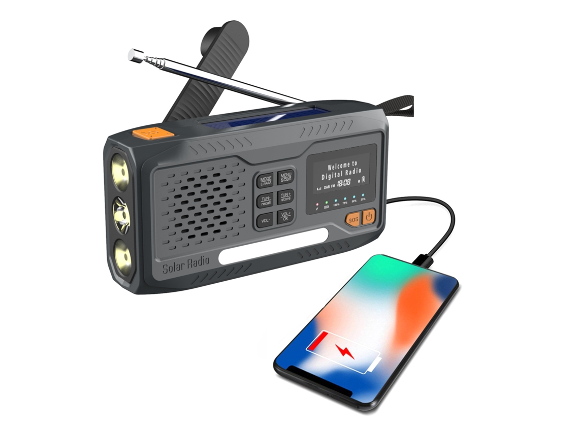 Rádio de Emergência com Painel Solar, Luz Led e Bateria Externa de 2000mah, Kit de Sobrevivência AQUAFORGE