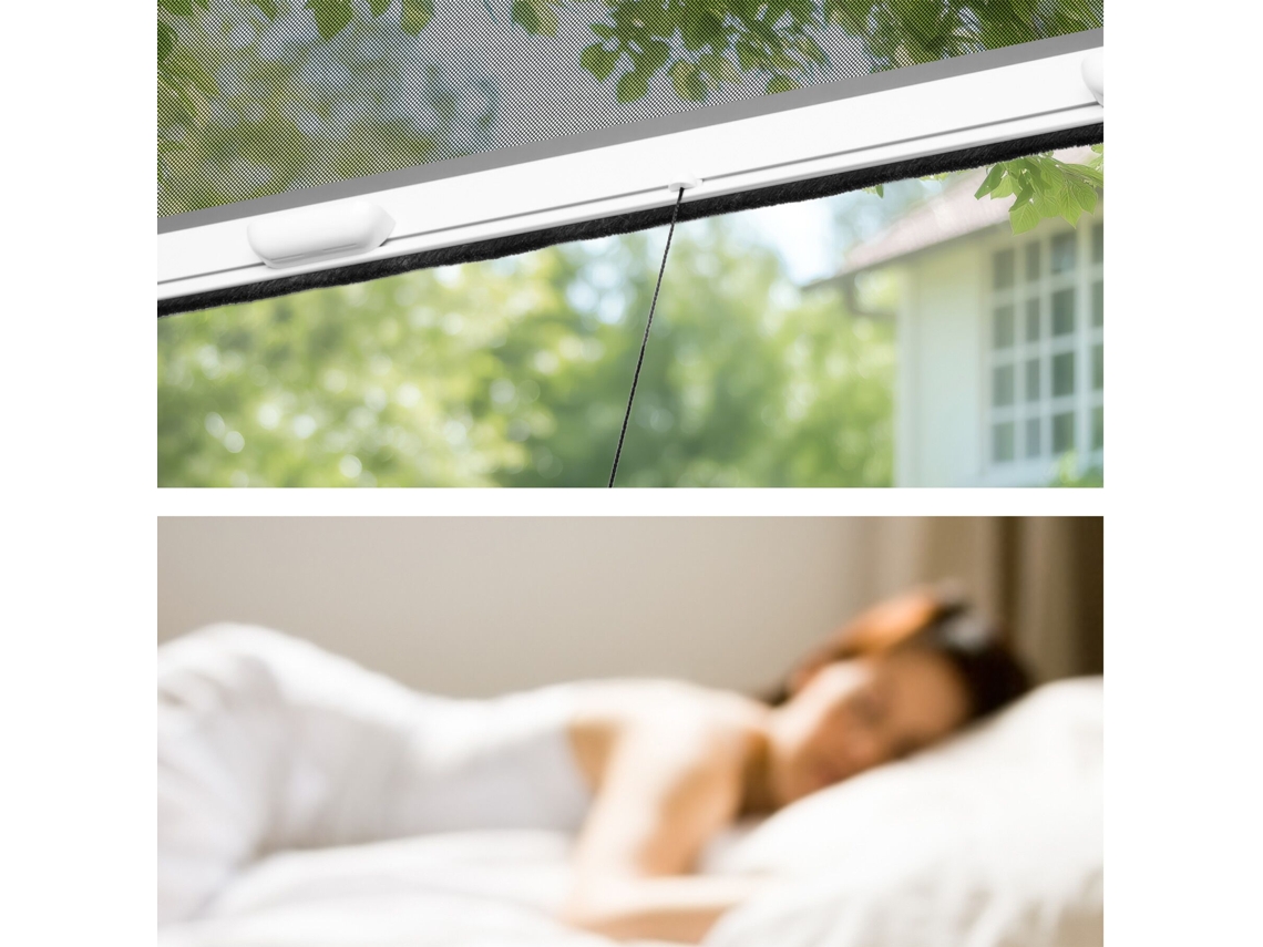 Tectake Tela Mosquiteira Enrolável, Alumínio E Fibra De Vidro, Resistente Uv, Ajustável Até 65cm, 90x160cm, Branco