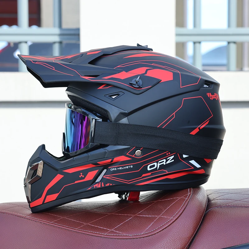 (l) Capacete De Motocross Com Viseira, Certificado Dot, Casco Em Abs, Resistente A Impactos.