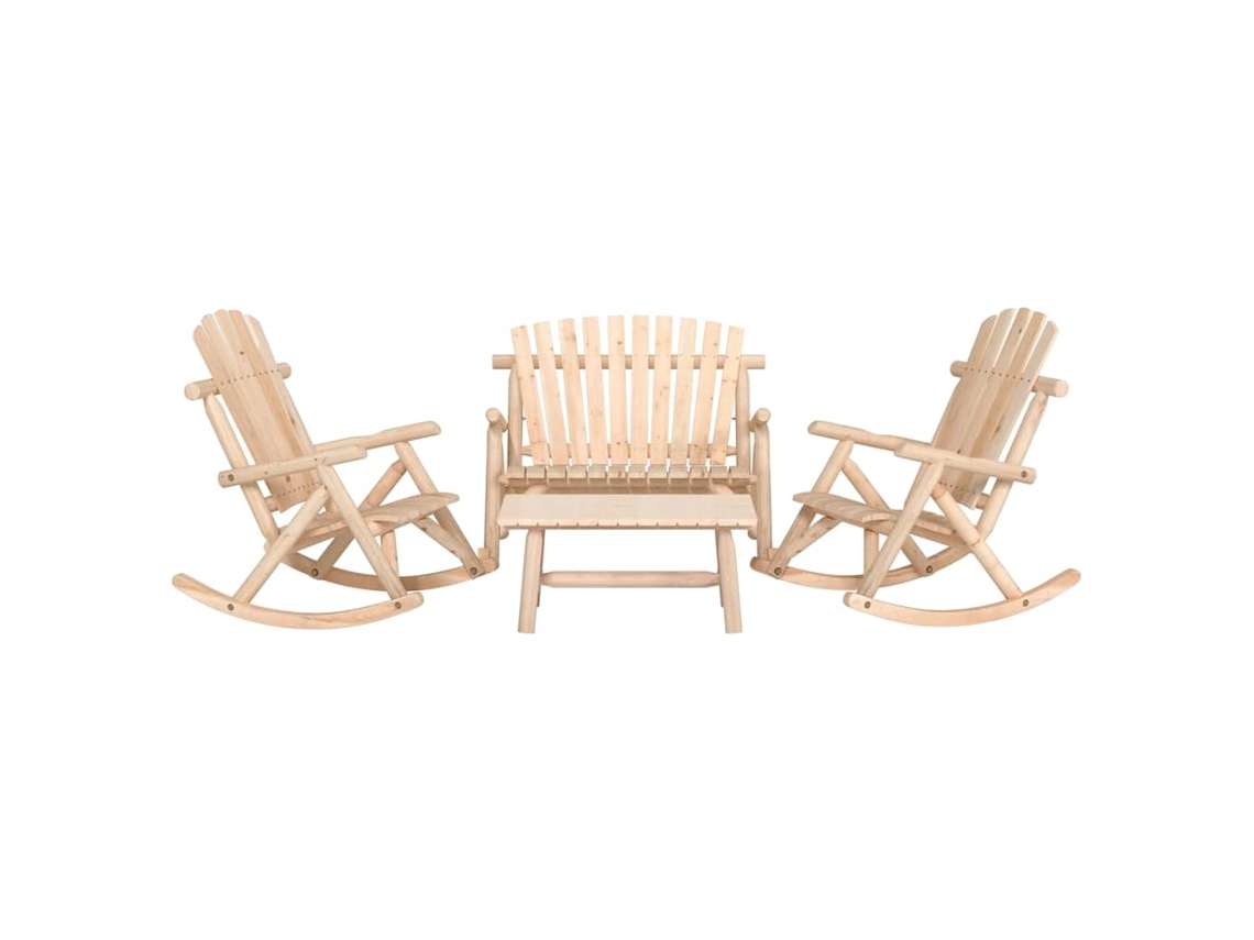 Vidaxl 4 Pcs Conjunto Lounge De Jardim Madeira De Abeto Maciça