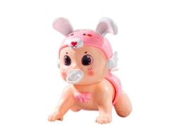 Primerox brinquedo Elétrico de Rastejo Interativo para Bebê 3 12 Meses Coelho Rosa com Música