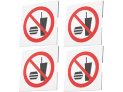 Ibasenice 4-adesivos De Aviso Proibido Comer Ou Beber Fácil Manutenção Design Atraente Em Pvc Tamanho 3x3 Polegadas