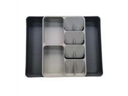 Lurelia Bandeja Para Talheres, Extraível, Em Plástico Pp, Para Gaveta De Cozinha, Altura Mínima De 5,5 Cm, Cinzento