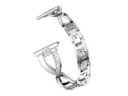 Pulseira de aço inoxidável com strass em formato de X para Samsung Galaxy Watch3 45mm Smart Watch Ly Ebike