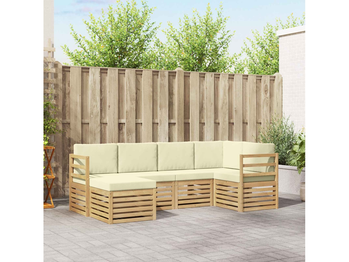 Vidaxl Conjunto De Sofás Para Exterior 6 Unid. Branco E Creme