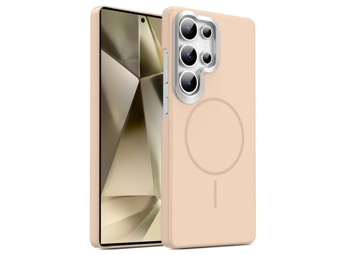 Capa Para Samsung Galaxy S24 Ultra 5g Fina Circular Magsafe À Prova De Choque Dourada Em Policarbonato Ouro Deserto
