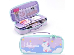 Estojo para Lápis, Portátil, Multifuncional, Roxo, Unicórnio, Infantil, Adolescentes, Meninas AQUAFORGE