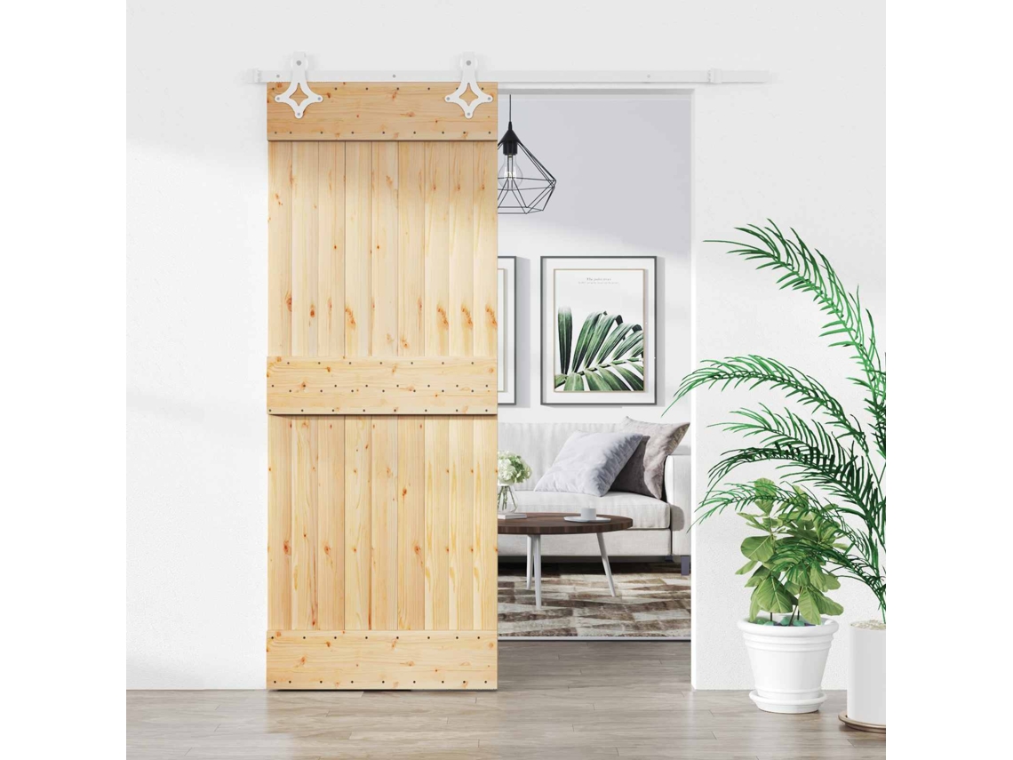 Vidaxl Porta Deslizante Natural E Branco 80 X 210 Cm