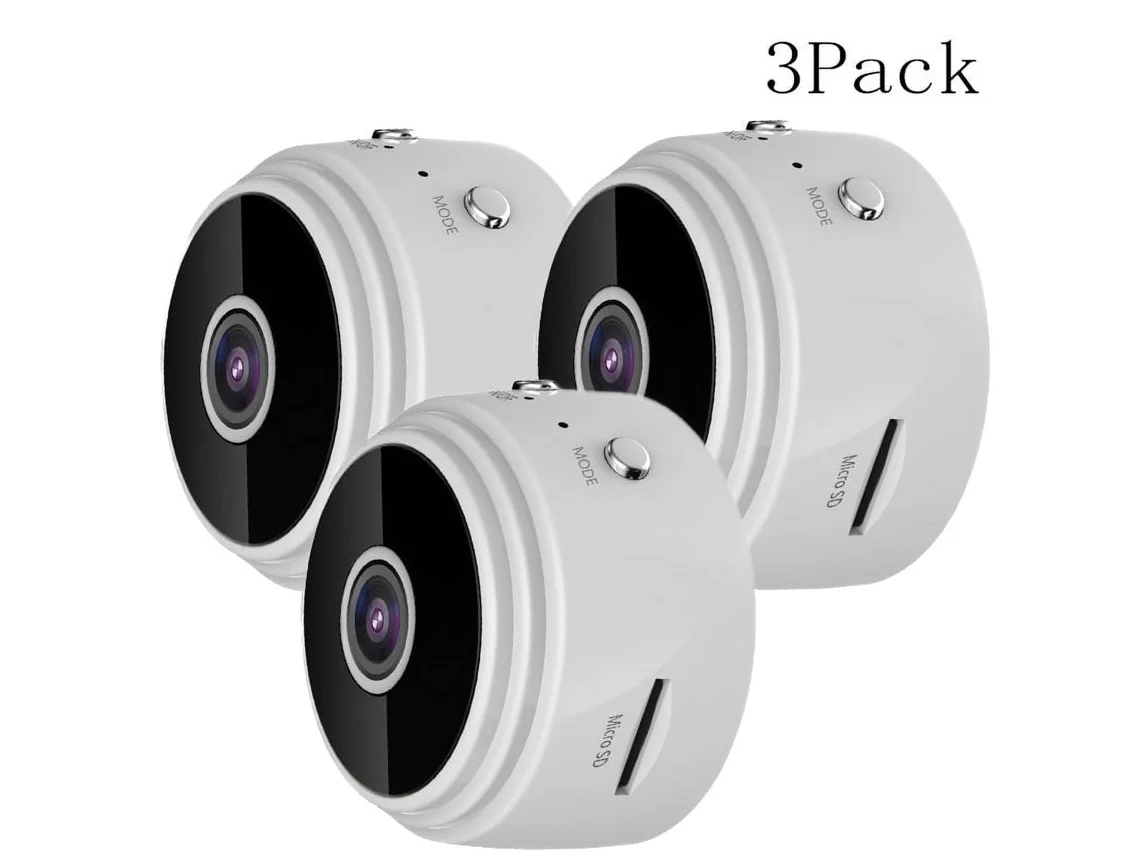 Três Minicâmaras Hd 1080p Brancas Sem Fios Com Wi-fi, Ideais Para Utilização Dentro E Fora De Automóveis.
