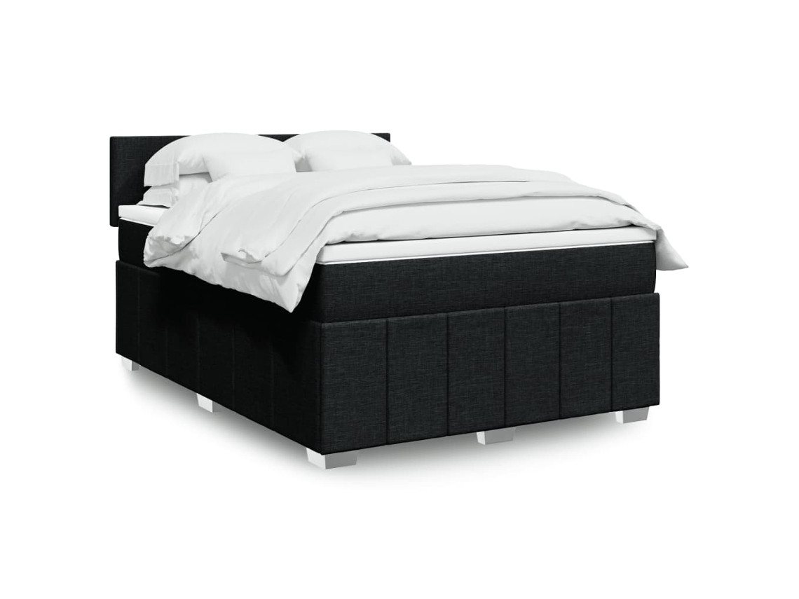 Vidaxl Cama Com Molas/colchão 160x200 Cm Tecido Preto