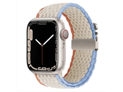 Pulseira de Nylon com Fivela Paraquedas E Design Rainbow para Huawei Gt5 Samsung Watch7, Esportiva, Branco Creme, 18mm