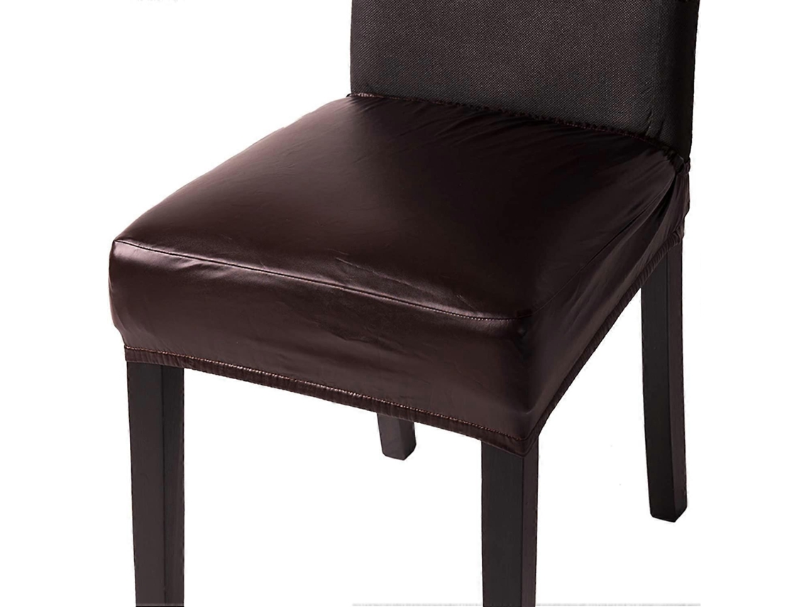 Capas de cadeira Rebe em couro sintético elástico para sala de jantar, escritório, hotel, casamento, marrom, 2 peças.