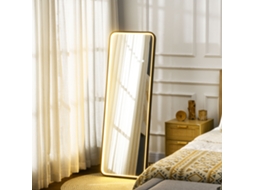 Espelho de Corpo Inteiro com Luzes Led, 151,5 X 50 Cm, na Cor Preta, com Iluminação Ajustável e Função de Memória para Pé