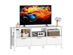 Móvel Moderno Para Tv Branco Com 3 Gavetas E 3 Prateleiras, Ideal Para Tvs De 43 A 55 Polegadas, Dimensões 120x39,5x50 Cm