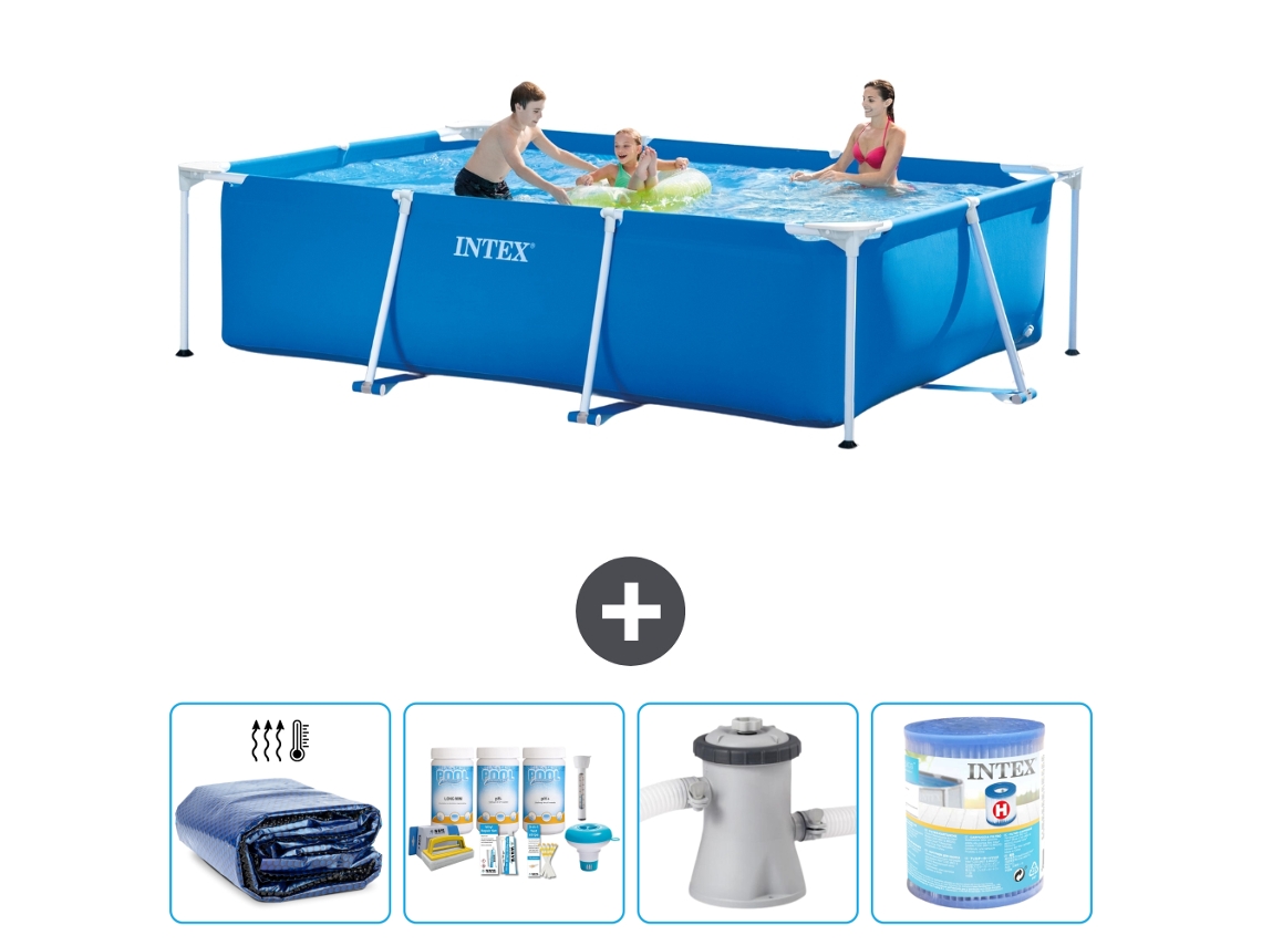 Intex Piscina Com Estrutura Retangular - 300x200x75 Cm - 5-peças S30148