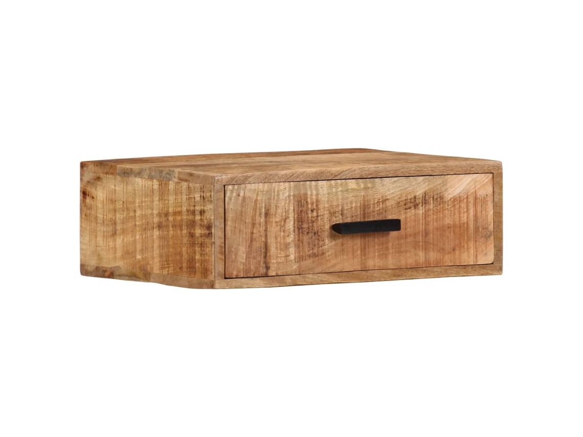 Mesa De Chevet Murale Avec Tiroir 40 X 30 X 13,5 Cm Bois De Manguier Massif Dec034160