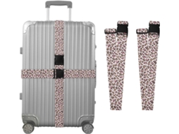 Conjunto De 2 Cintas Bagagem Com Estampa Leopardo Rosa E Marrom Para Malas, Cintas De Viagem, Acessórios Para Cintos