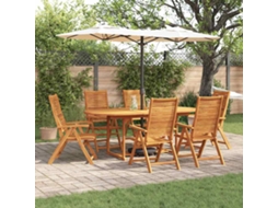 Vidaxl Conjunto De Jantar Para Jardim 7 Pcs Castanho