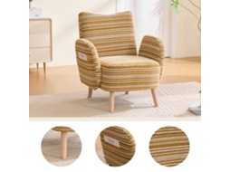 Poltrona Moderna Tecido Padrão Circular, Bolso Lateral, Pernas Madeira Maciça, Confortável, Sala/quarto/escritório-ty