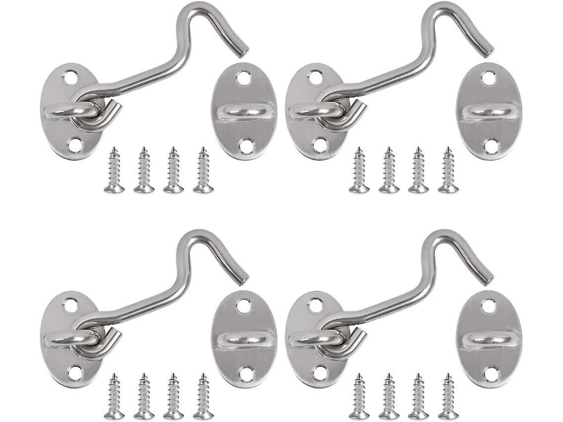4 Trincos De Gancho Para Portas Em Aço Inoxidável, 3 Polegadas-zscy