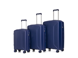 3 Malas Pp Rodinhas Giratórias 20/24/28 Cadeado Combinado Azul VELTRIX