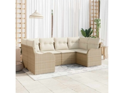 Vidaxl Conjunto De Sofá De Jardim 6 Unid. Bege Vime Pe