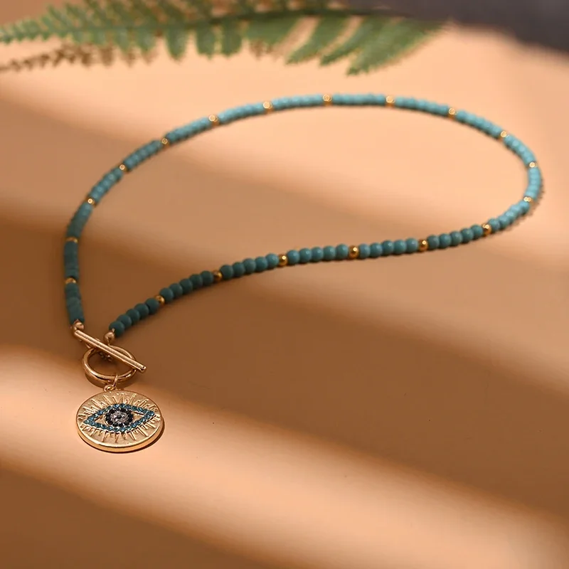 Colar Com Pingente De Pedra Preciosa Colorida De 4 Mm (azul), Colar Feminino
