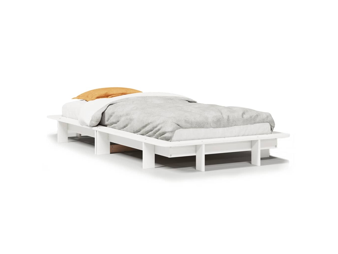 Cama Sem Colchão de Madeira de Pinho Maciça Branco MAISON EXCLUSIVE 90x190 cm