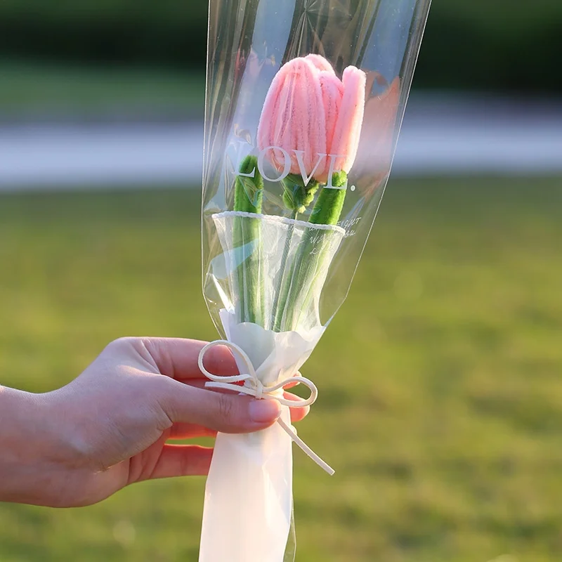 (rosa) Buquê De Flores Artificiais Tricotadas E Feitas À Mão Em Crochê Para Decoração De Casa, Presente Para O Dia Dos Namorados