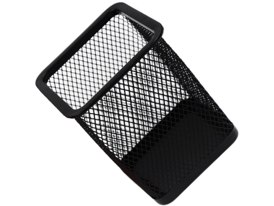 Organizador De Lápis Portátil E Durável Em Metal Preto Com Tela, Ideal Mesa De Escritório