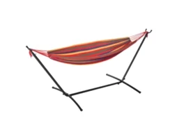 Cama Rede Multicor 200x150cm, Aço Portátil, 6 Níveis Altura, Bolsa, 150kg. Ge