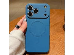 Capa Magsafe Para Iphone 17 Pro Max - Silicone Líquido Com Cor Sólida | Magnética - Azul Royal