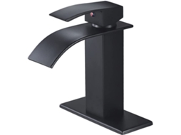 Torneira De Banheiro Preta Tipo Cascata Com Alça Única E Furo Único Para Pia De Banheiro SUNNY SPACES