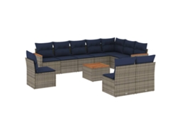 Conjunto de Sofá de Jardim, 11 Peças, Almofadas, Rattan Cinza MAISON EXCLUSIVE