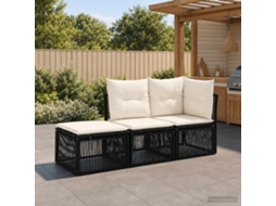 Vidaxl Conjunto De Sofá De Jardim 3 Unid. 3-número De Lugares Preto