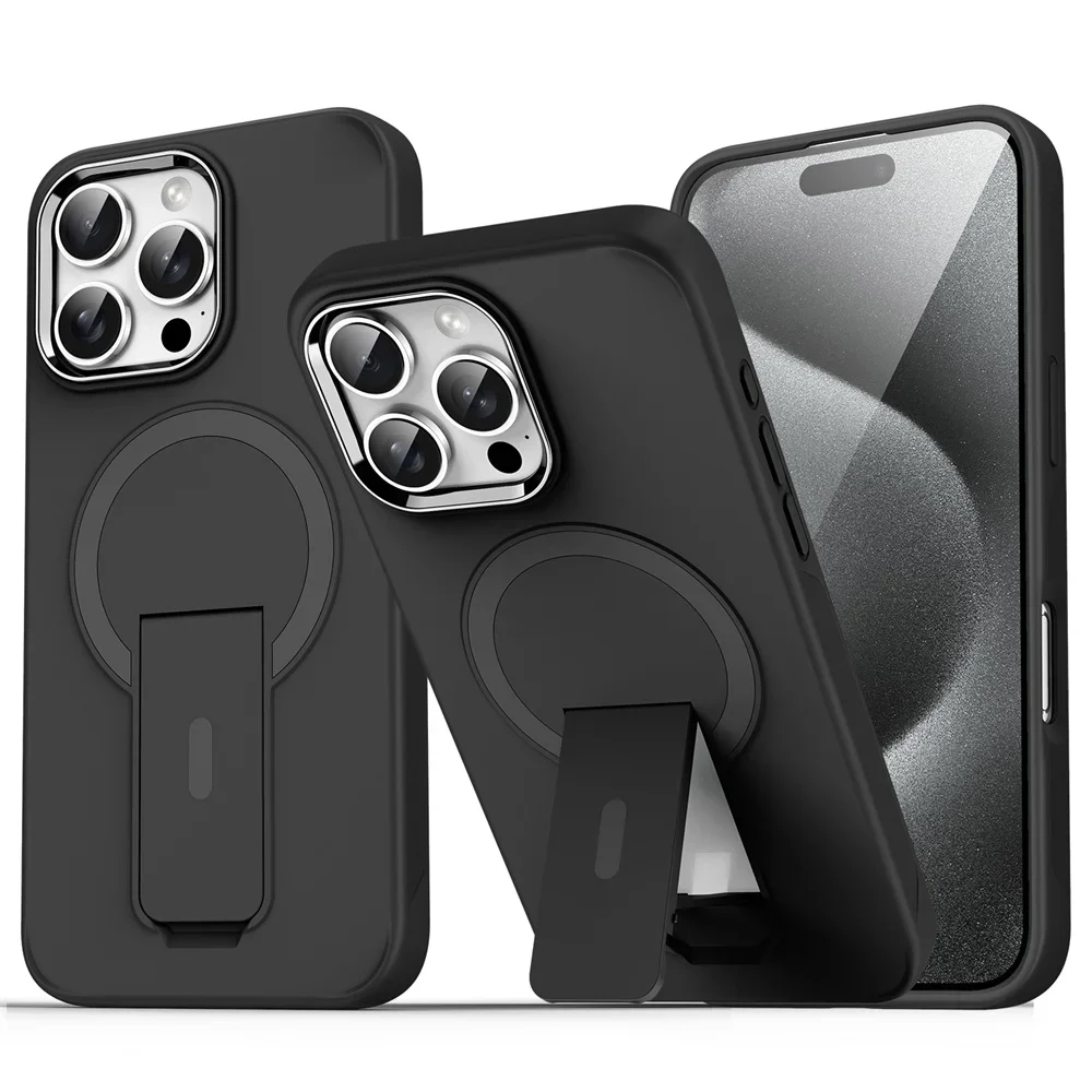 Capa Magnética Dobrável Magsafe Para Iphone (iphone 12 Pro Max, Preta), Com Acabamento Fosco E Semitransparente.