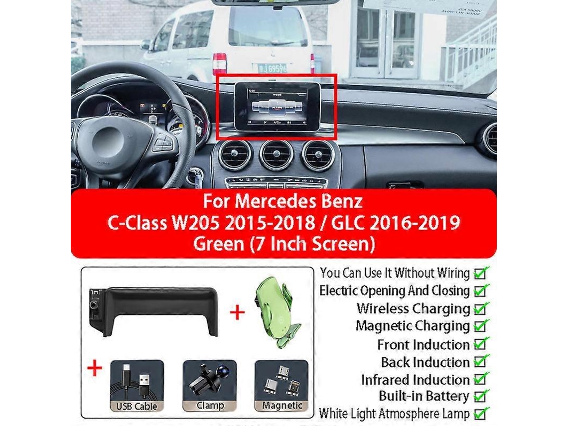 Suporte Para Celular Com Carregamento Sem Fio, Compatível Com Modelos Classe C W205 Glc, Tela De 7 Polegadas--