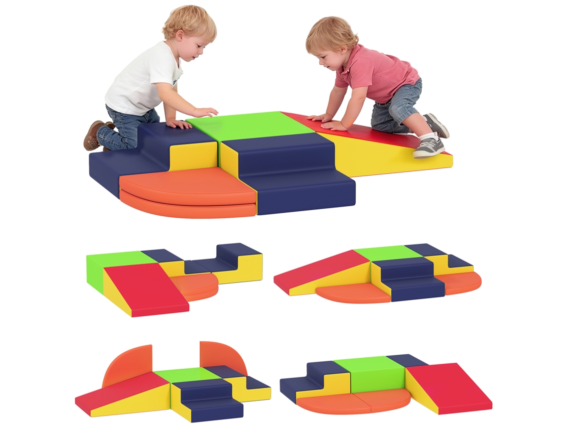 Conjunto de 6 blocos de espuma para crianças, com base antiderrapante, ideais para escalar e engatinhar, multicolorido.
