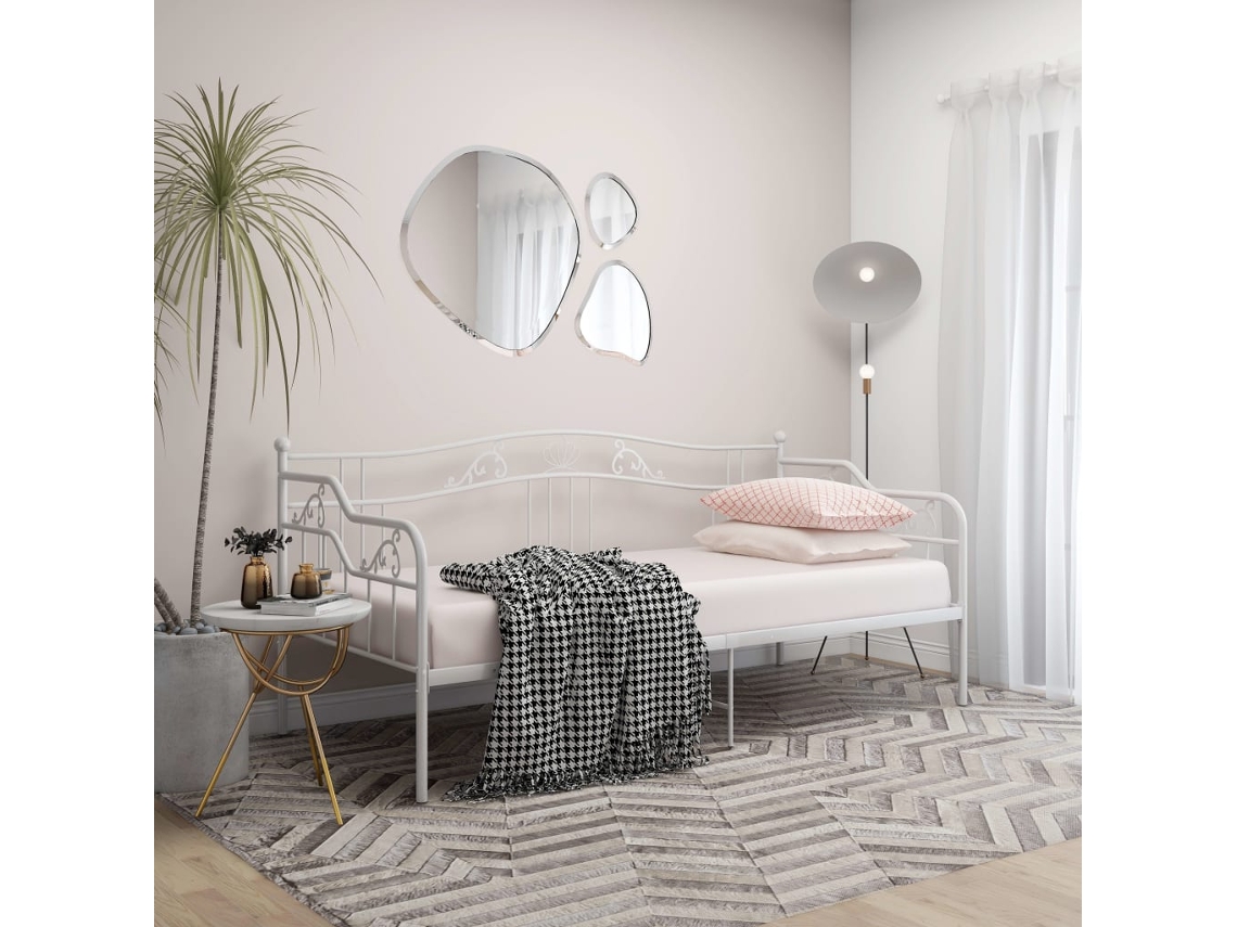 Vidaxl Sofá-cama 90x200 Cm Metal Branco