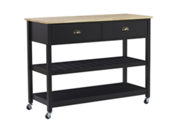 Carrinho de cozinha BELIANI Navarino de Madeira de seringueira, MDF Preto 120x48x91