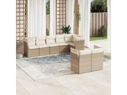 Vidaxl 8 Pcs Conjunto de Sofás P/ Jardim com Almofadões Vime Pe Bege