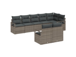 Conjunto 8 Conjunto De Jardim Vidaxl Cinzento Vime Pe (287 X 122 X 85 Cm)