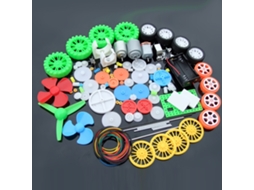 Kit de motor CC com 112 peças, engrenagens de plástico, suporte e hélices para projetos científicos faça-você-mesmo.