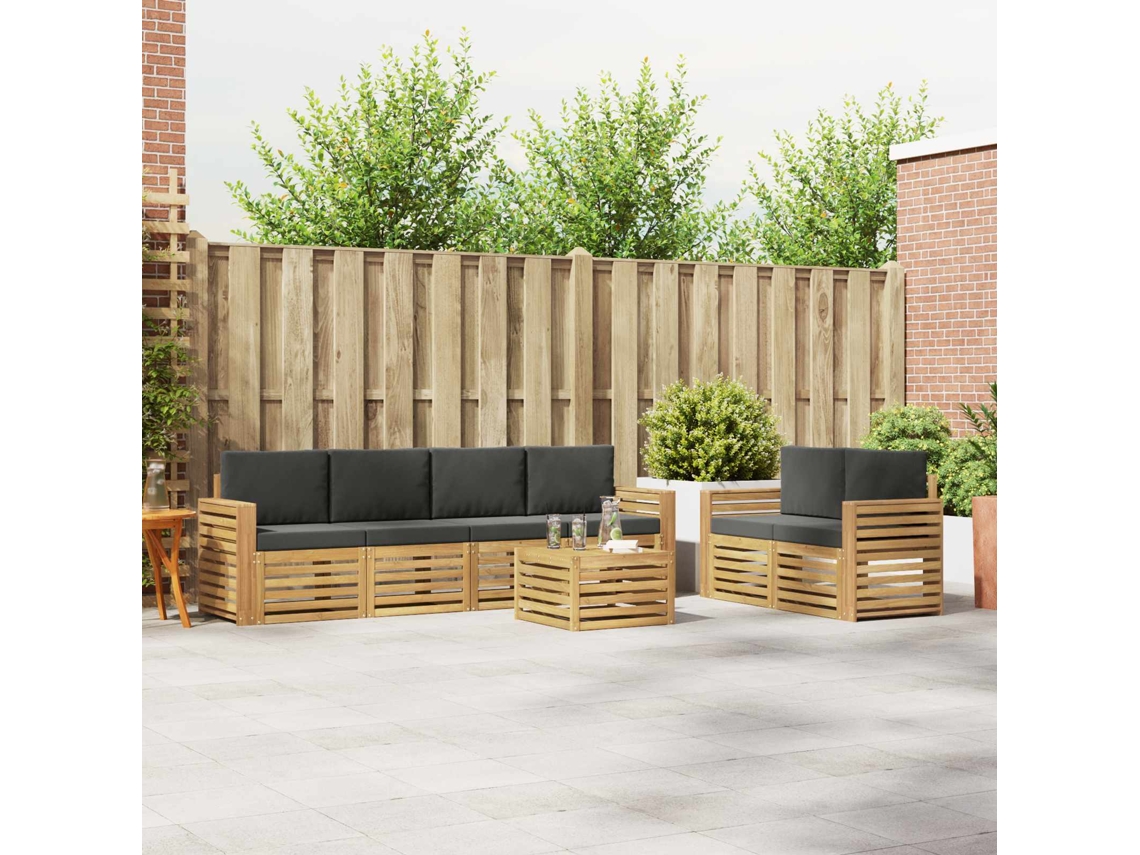 Vidaxl Conjunto De Sofás Para Exterior 7 Pcs Branco E Antracite