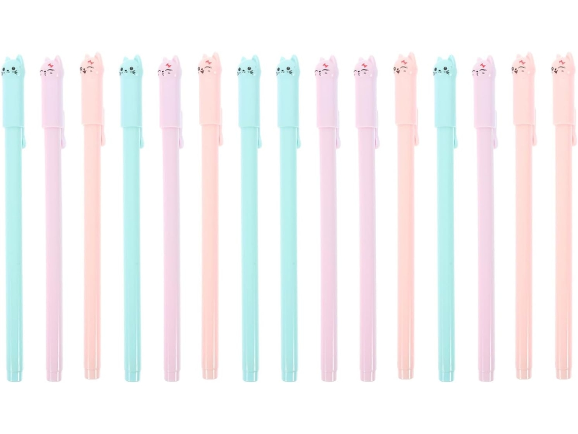 Conjunto De 15 Canetas Em Gel Nuobesty Com Design Gatinho Kawaii,