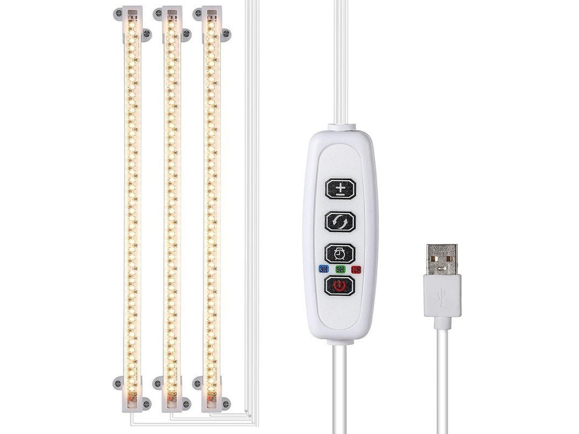Luz de crescimento LED solar, 3 barras, temporizador, espectro completo ZYBLSSBB