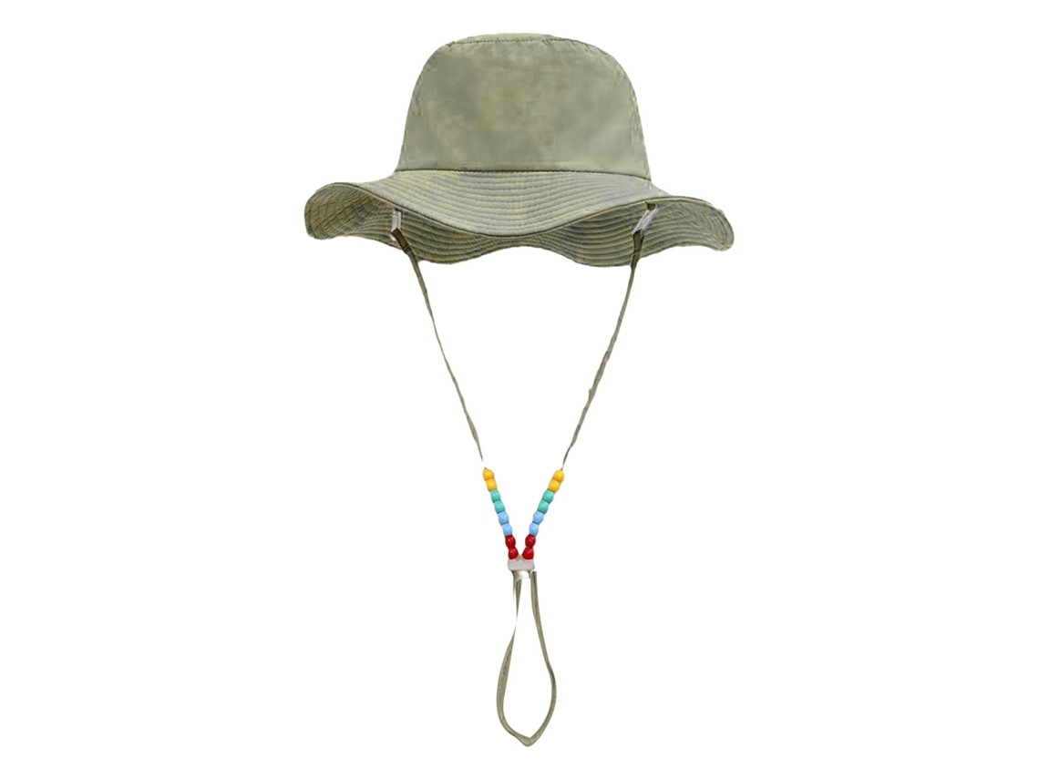 Chapéu De Sol Feminino De Cor Unica Com Miçangas Coloridas Aba Larga Secagem Rápida Para Pesca E Trilha Verde Claro