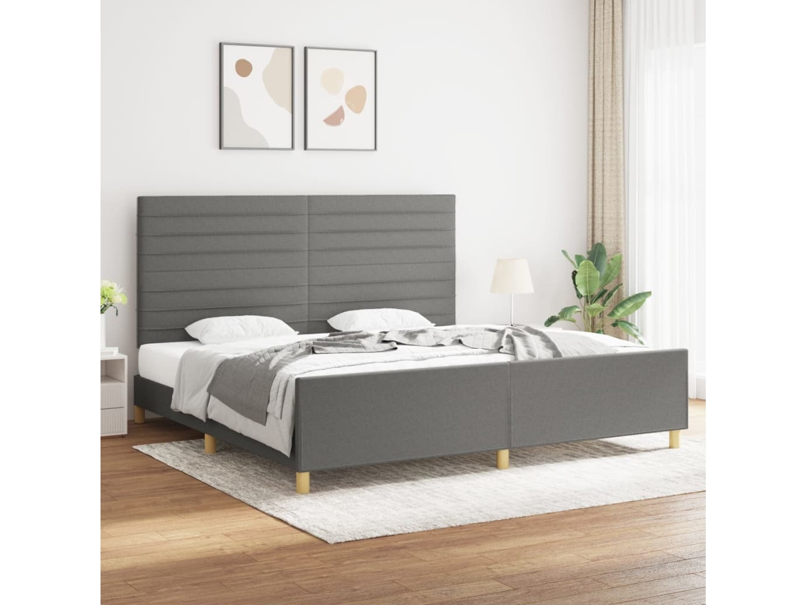 Vidaxl Estrutura De Cama Sem Colchão 200x200 Cm Tecido Cinzento-escuro